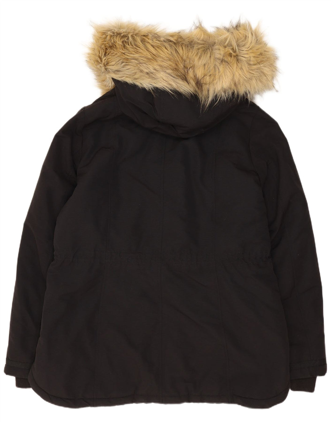 Monsoon Parka à capuche pour femme UK 14 Large Noir Coton