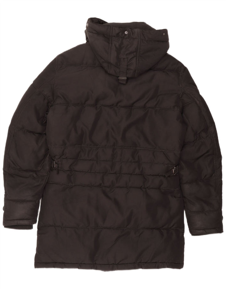 Zara Manteau matelassé à capuche pour homme UK 36 Small Noir Polyester