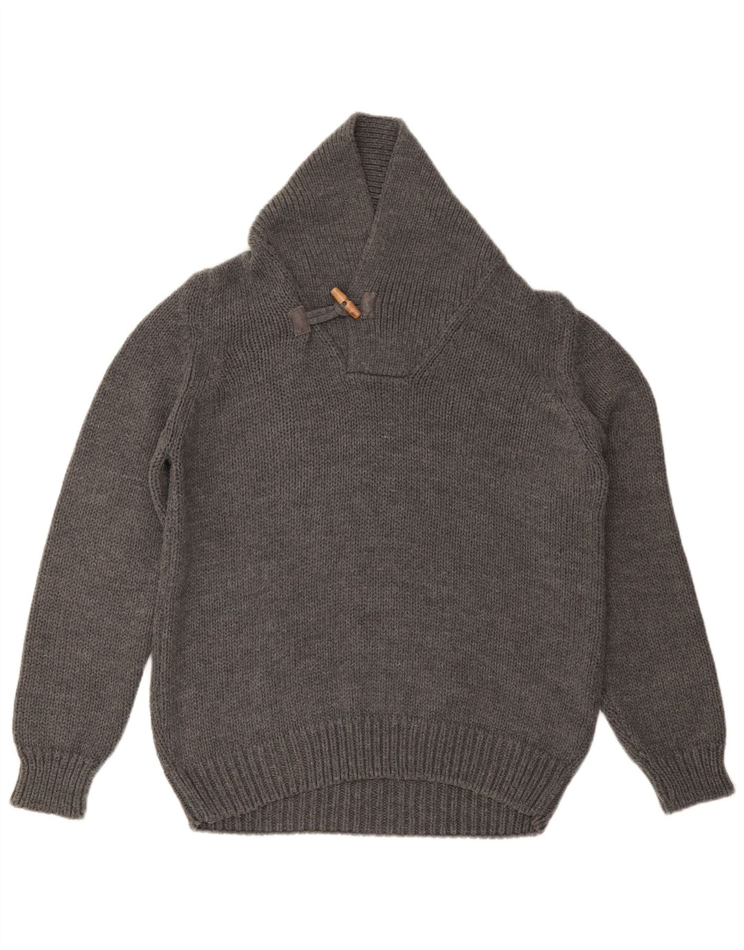 ZARA Homme Col Châle Pull Pull Large Gris Acrylique