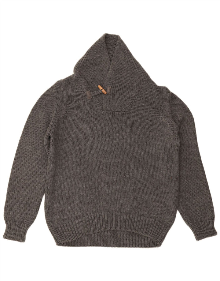 ZARA Homme Col Châle Pull Pull Large Gris Acrylique
