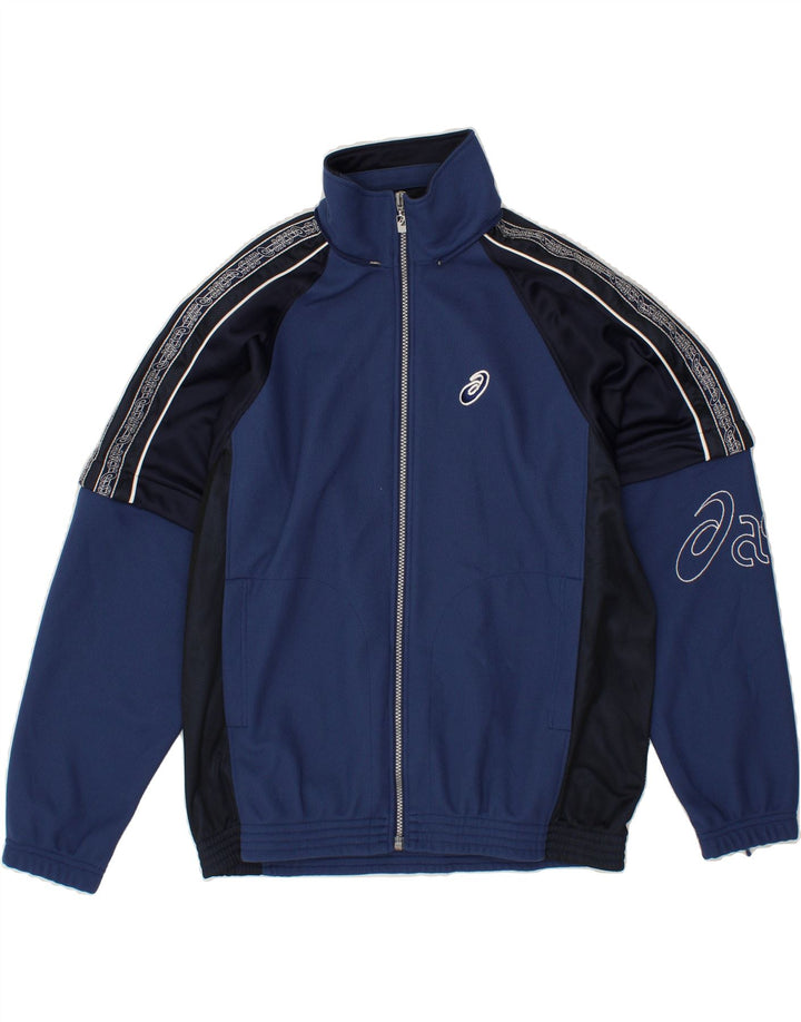 ASICS Veste de Survêtement Graphique Homme Bleu Marine Moyen Colorblock