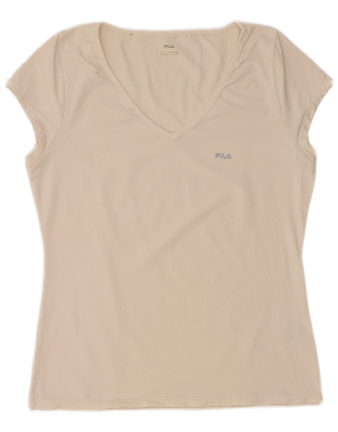 FILA T-Shirt Femme UK 16 Large Off White Nylon