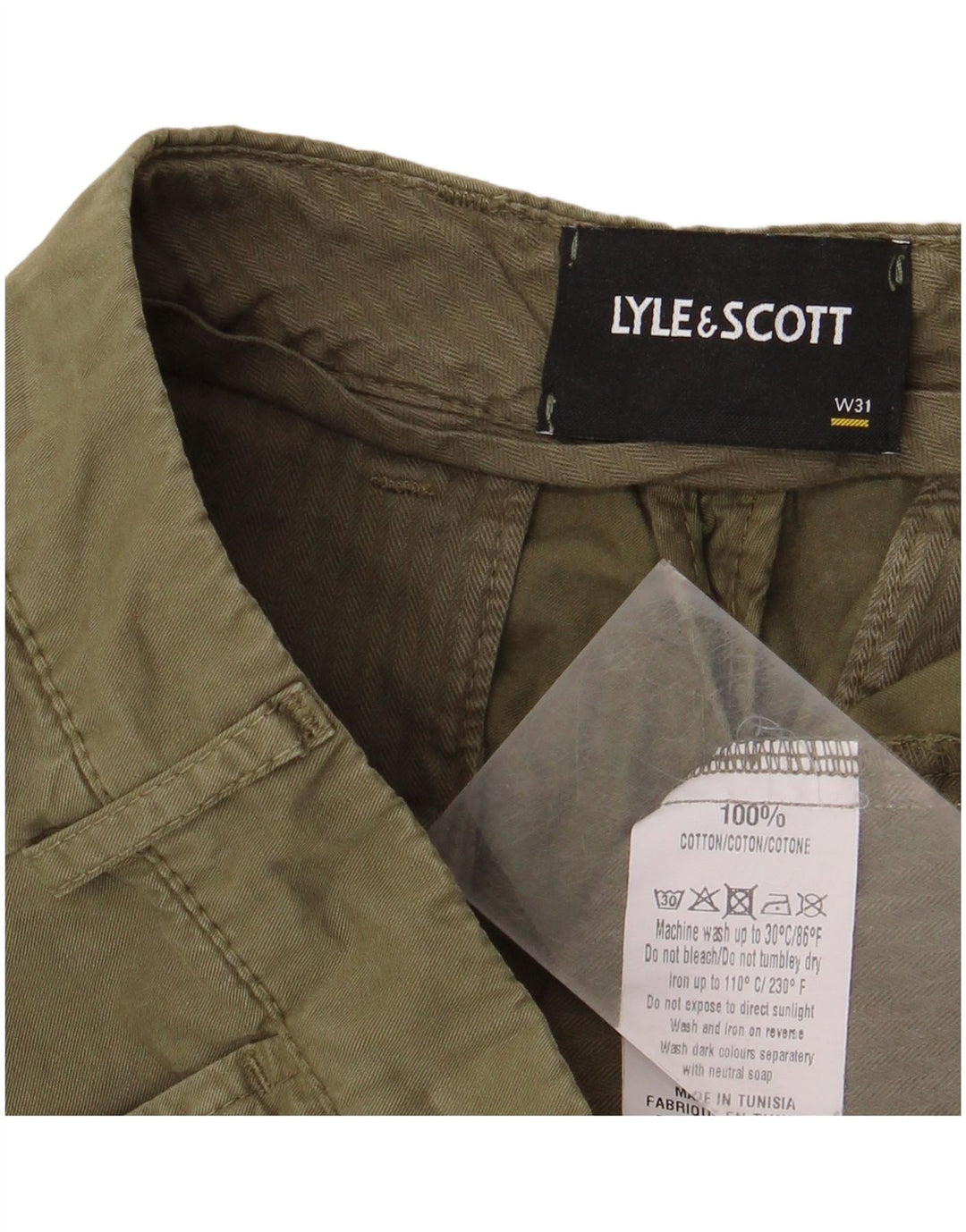 Lyle & Scott Short Chino Homme W31 Coton Kaki Moyen