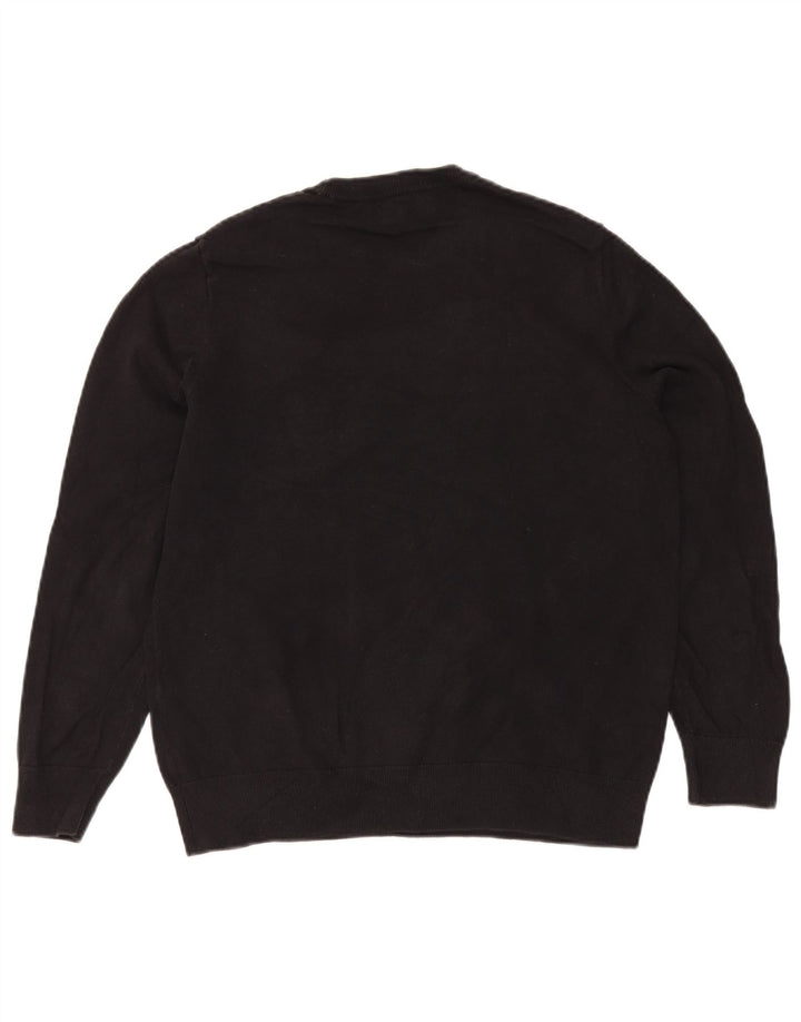 Nautica Pull à col rond pour homme en coton rayé noir moyen