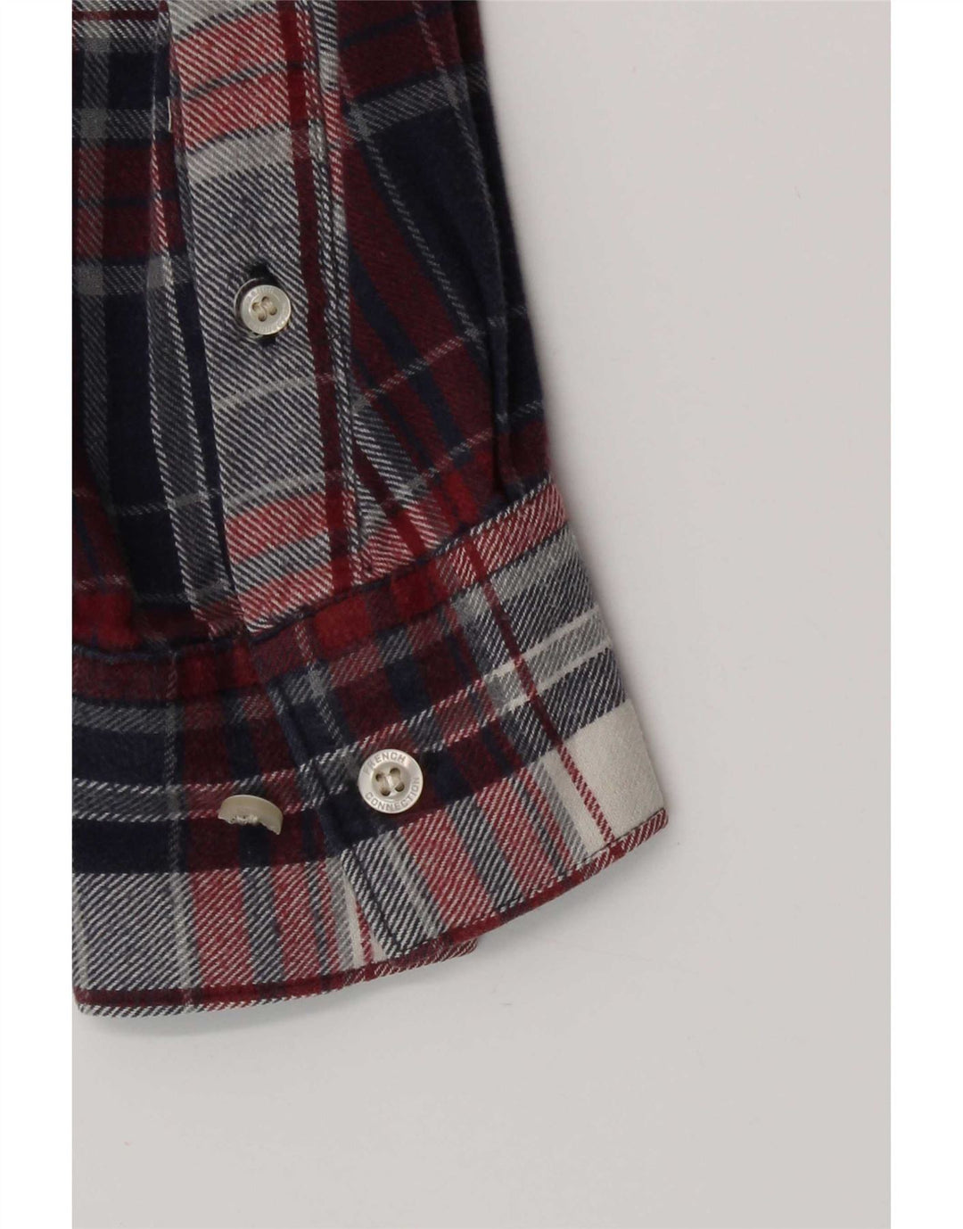French Connection Chemise en Flanelle Homme Bleu Marine Moyen à Carreaux en Coton