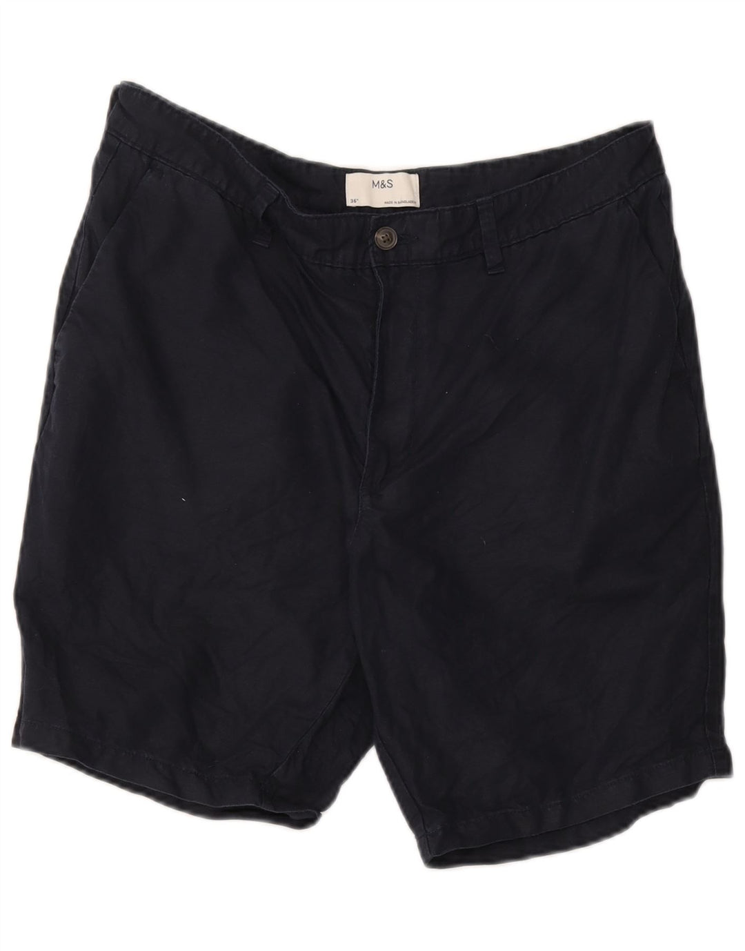 Marks & Spencer Short Chino Homme W36 Large Bleu Marine Coton