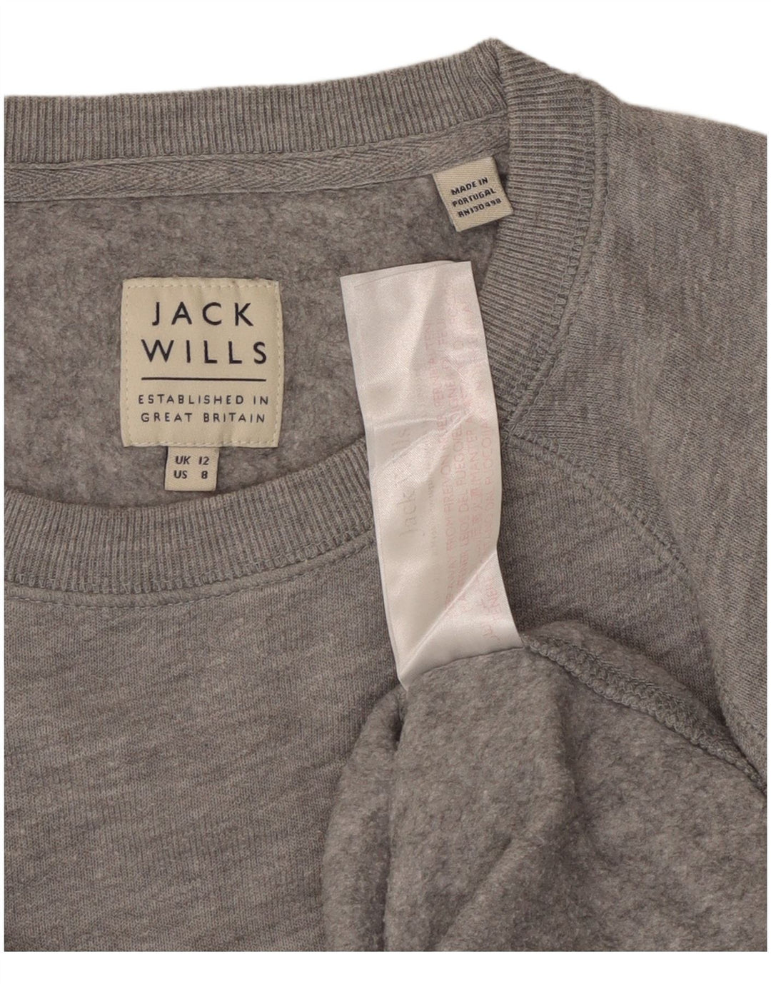 Jack Wills Sweat-shirt pour femme UK 12 Gris moyen Coton