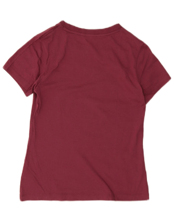 Calvin Klein Jeans T-shirt graphique pour femme UK 8 Petit coton bordeaux