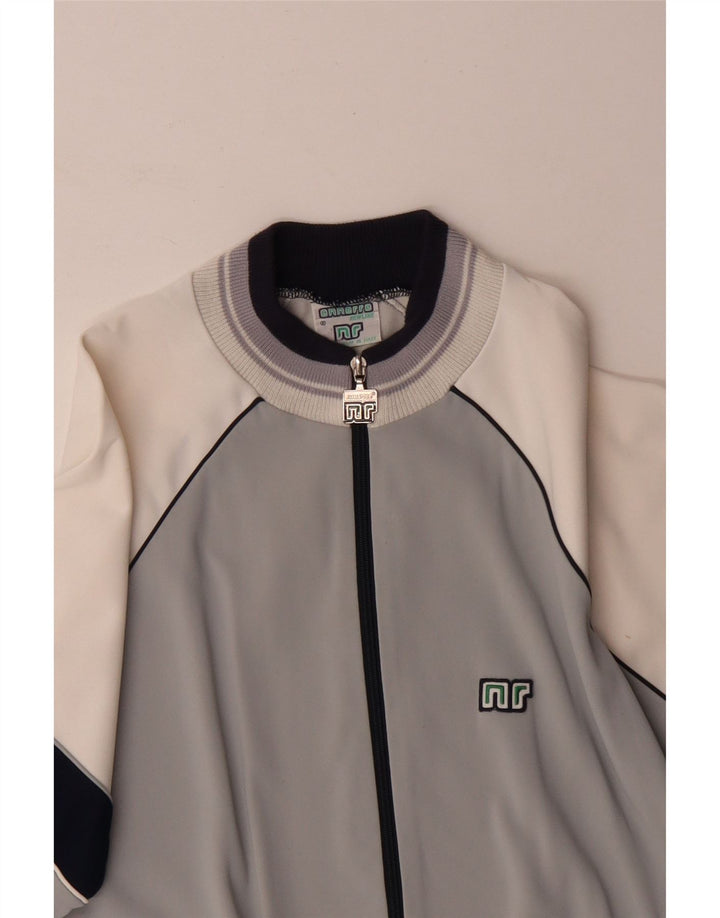 vintage Mens Survêtement Top Veste IT 52 Grand Gris Colourblock