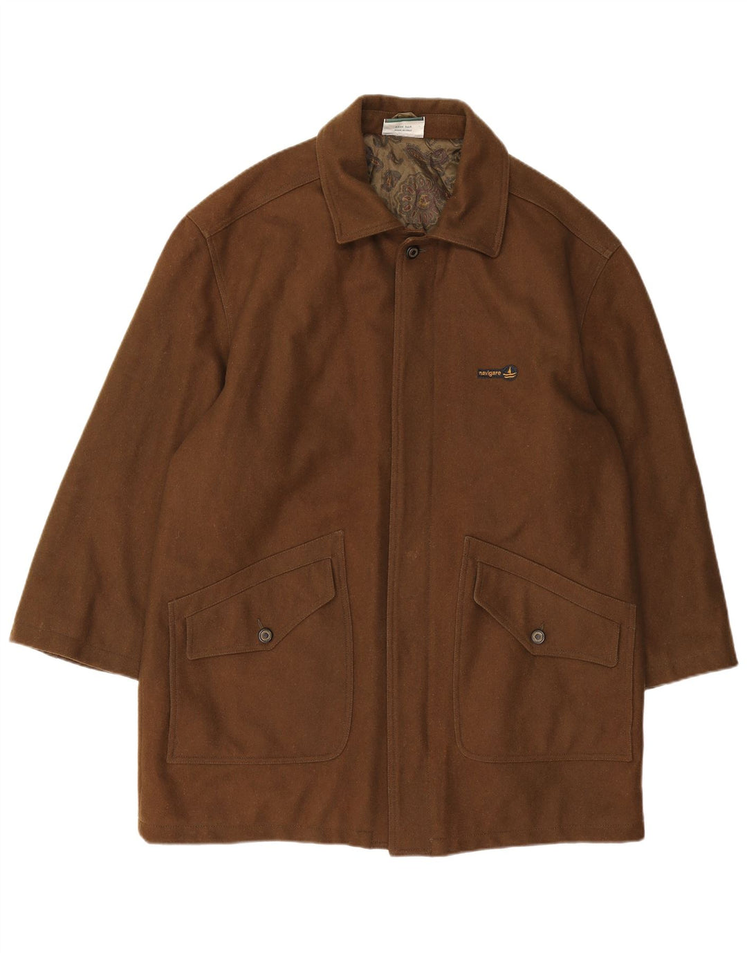 Navigare Manteau Homme UK 44 2XL Marron Laine