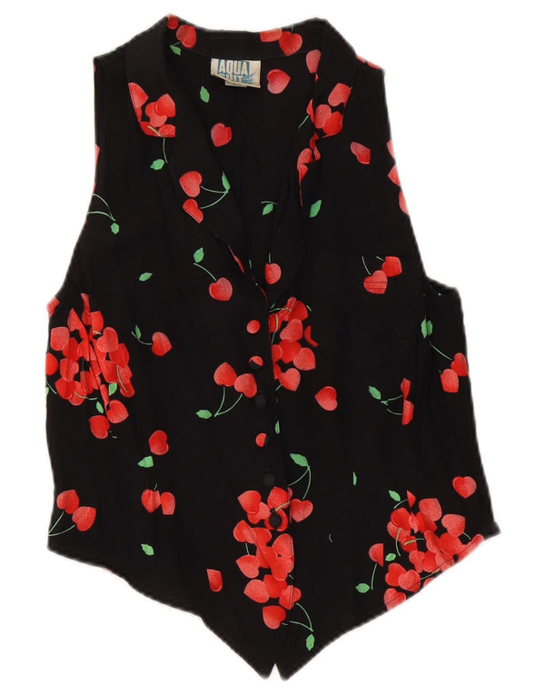 vintage Womens Crop Front Tie Shirt Blouse IT 46 Grand Noir Floral
