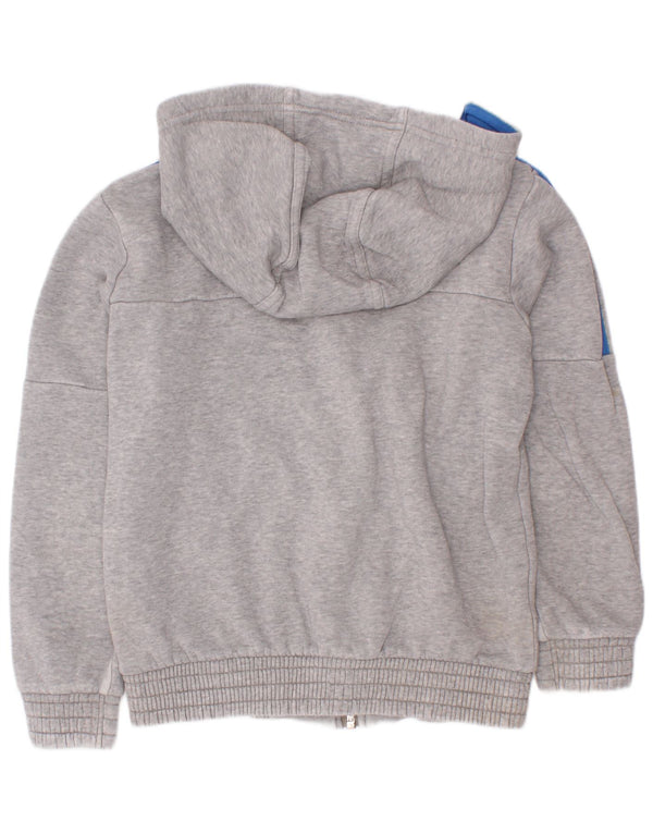 Adidas Pull à capuche zippé graphique pour garçon 7-8 ans Gris chiné en coton