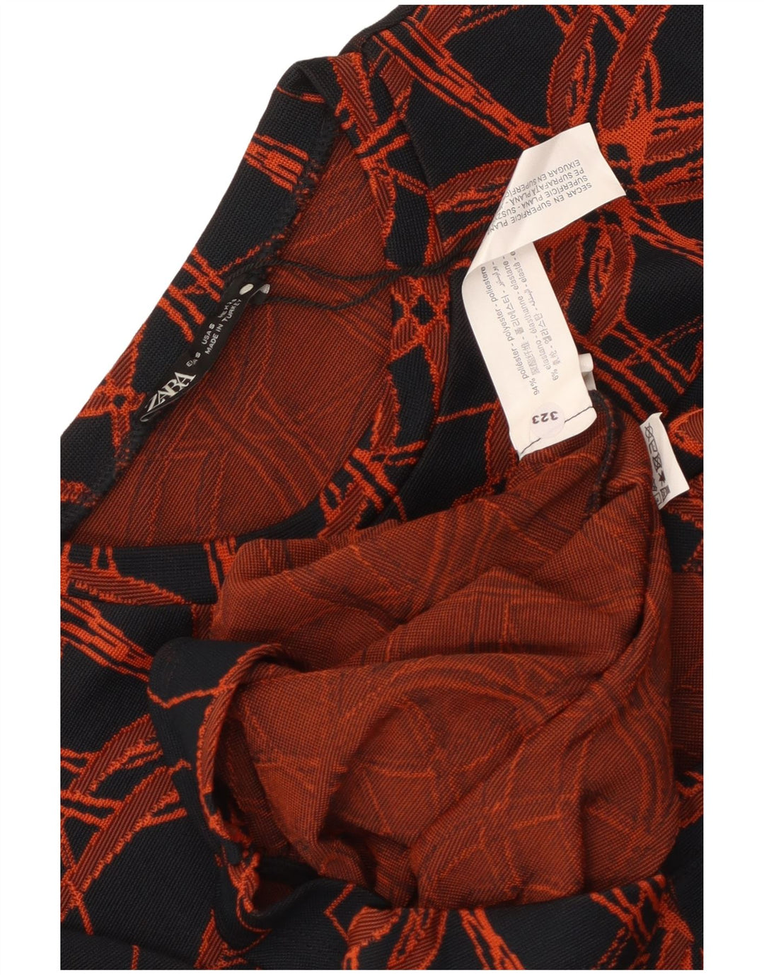 Zara Robe droite à manches longues pour femme Motif abstrait UK 8 Petit Noir