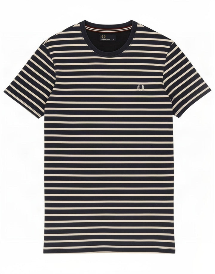 Fred Perry T-Shirt Homme Bleu Marine Rayé Coton Top