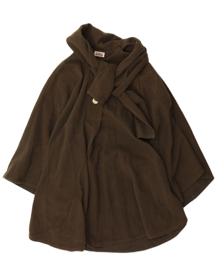 Alba Fornari Manteau Poncho Femme Taille Unique Laine Kaki