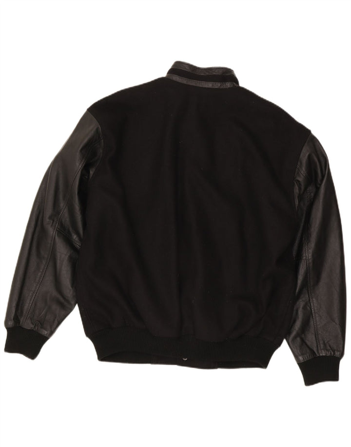 North End Veste Varsity Homme UK 40 Grande Laine Noire