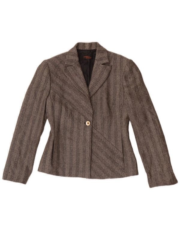 Mariella Rosati Veste blazer 1 bouton pour femme UK 10 Petit gris rayé