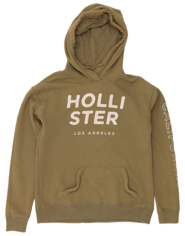 Hollister Pull à capuche surdimensionné graphique pour femme UK 6 XS Coton kaki