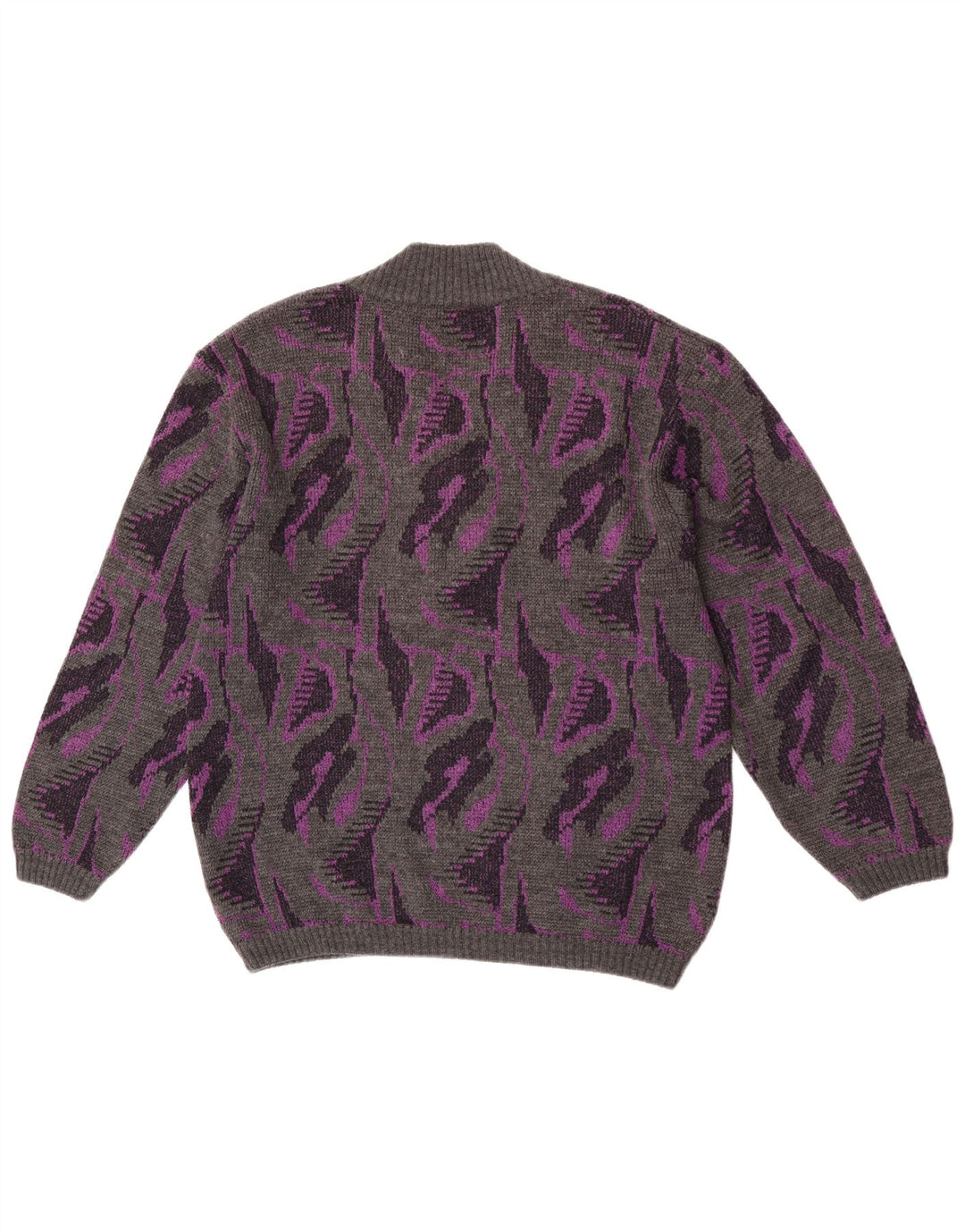 Rasica Pull à col en V à motif abstrait pour femme UK 16 Large Gris