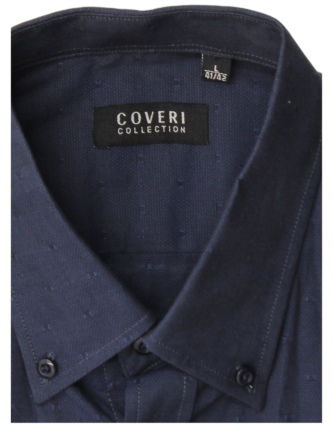 COVERI Chemise Homme Taille 41/42 Large Bleu Marine Coton