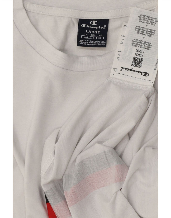 Champion T-Shirt Homme Haut Large Blanc Rayé Coton