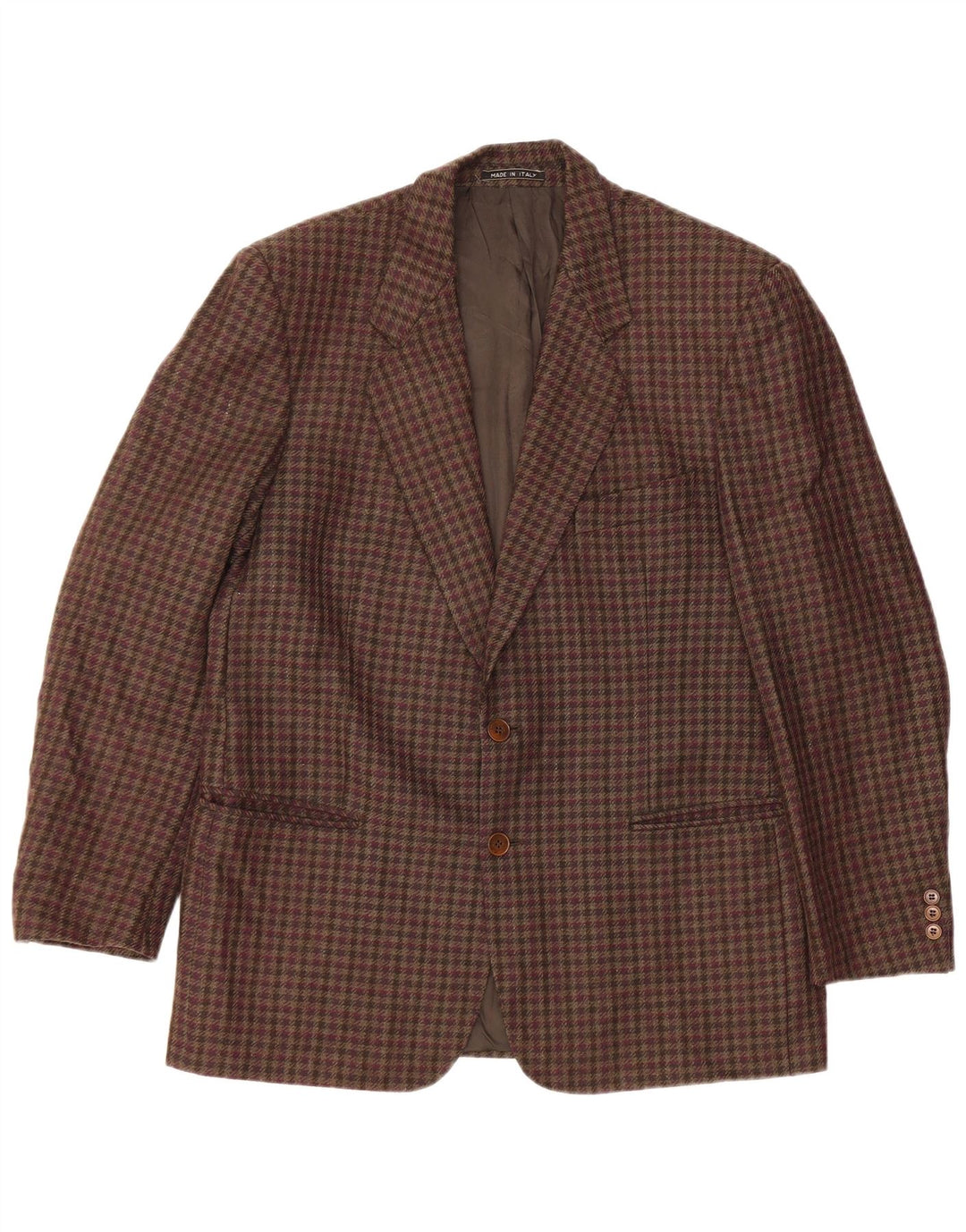 RENATO BARBANO Veste Blazer 2 Boutons pour Homme UK 40 Grand Carreau Marron