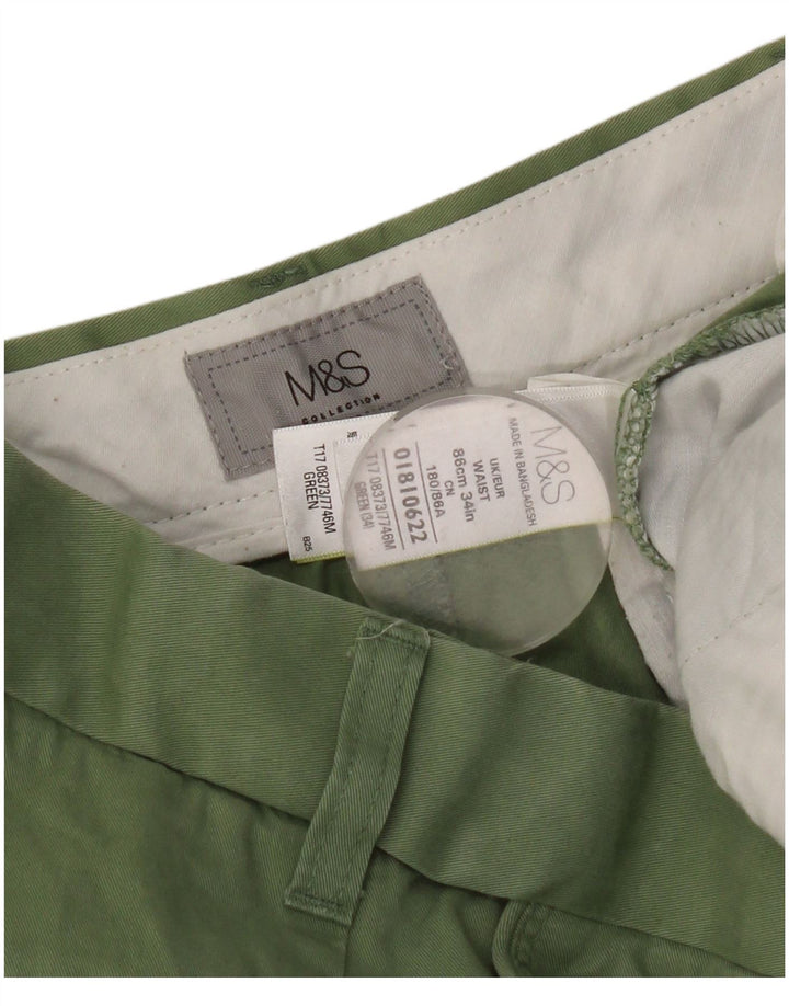 Marks & Spencer Short Chino Femme W34 Large Vert Coton