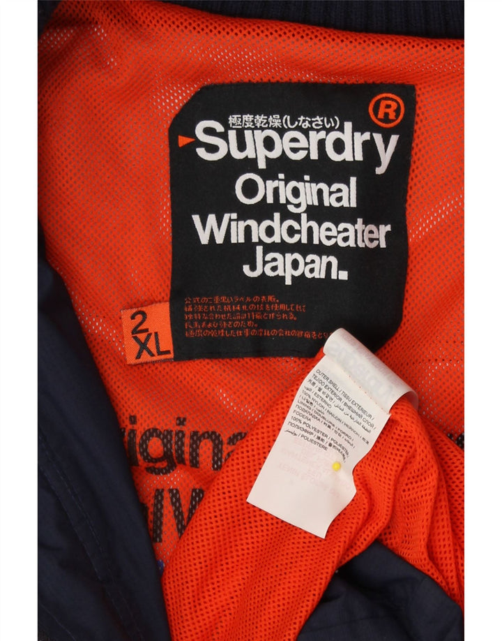 Superdry Veste de Pluie Windcheater Femme UK 20 2XL Bleu Marine Nylon