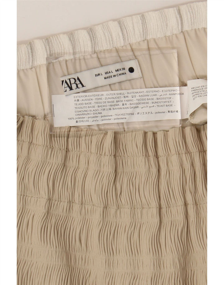 Zara Femme Jupe A-Line Large W34 Beige Polyester
