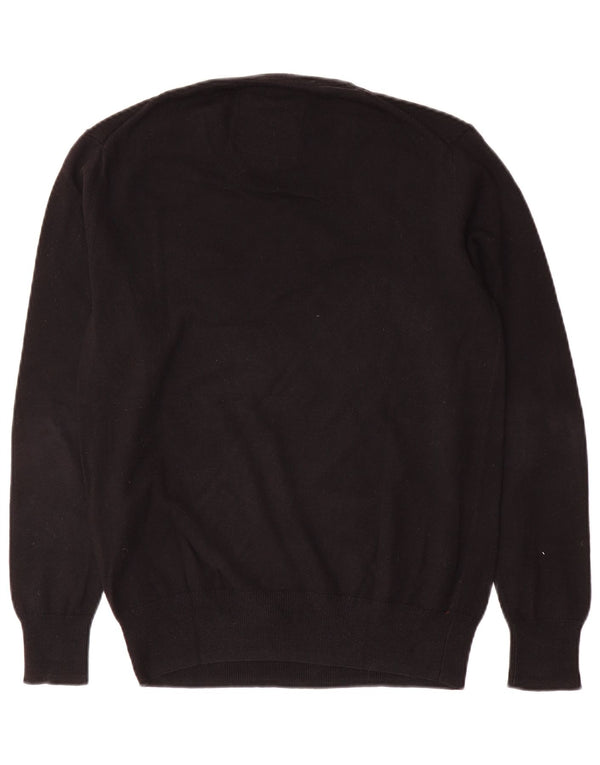Superdry Mens V-Neck Jumper Sweater Medium Black Cotton