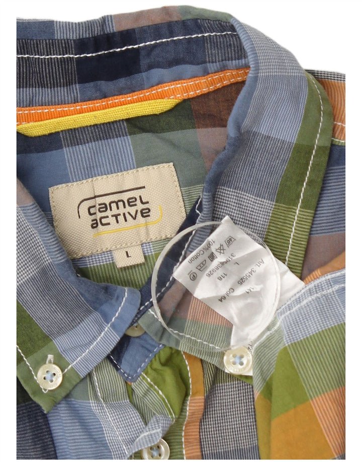 Camel Active Chemise à manches courtes pour homme en coton à carreaux multicolores