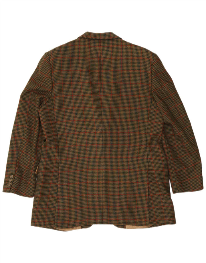 Gieves & Hawkes Veste blazer à 2 boutons pour homme UK 44 2XL Kaki Pied-de-poule