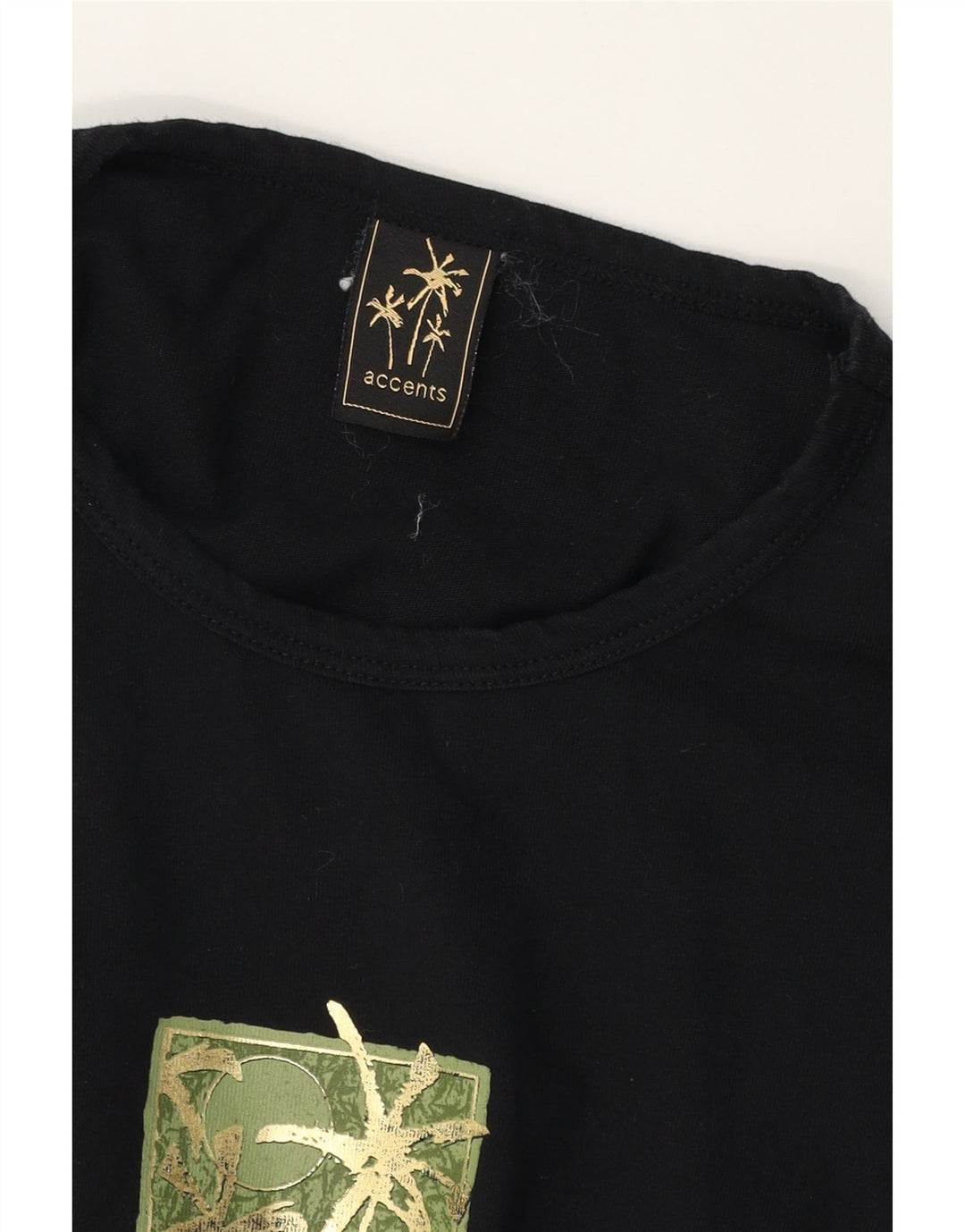 VINTAGE Womens Graphic T-Shirt Top UK 12 Medium Black Vintage Vintage and Second-Hand Vintage from Messina Hembry 
