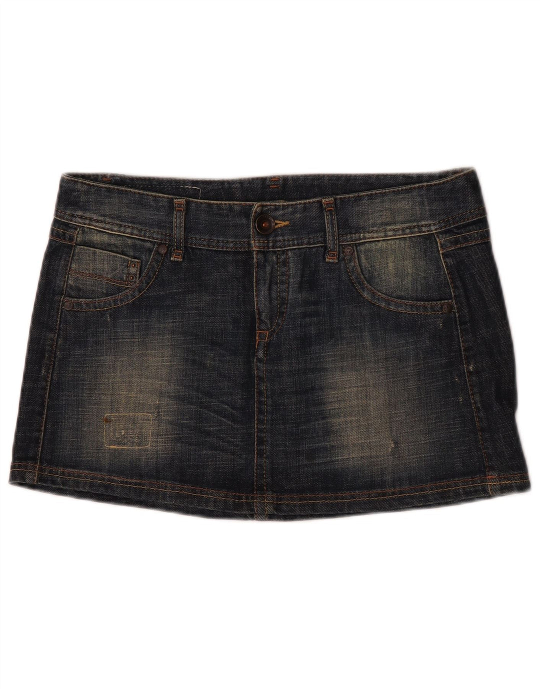 Benetton Femme Mini Jupe En Jean IT 44 Medium W32 Bleu Marine