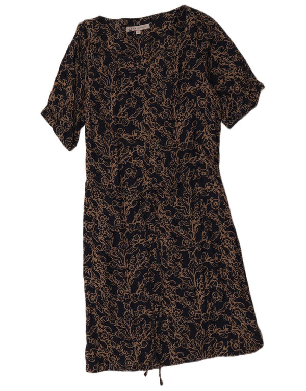 Crew Clothing Robe trapèze pour femme UK 42 en coton floral bleu marine moyen