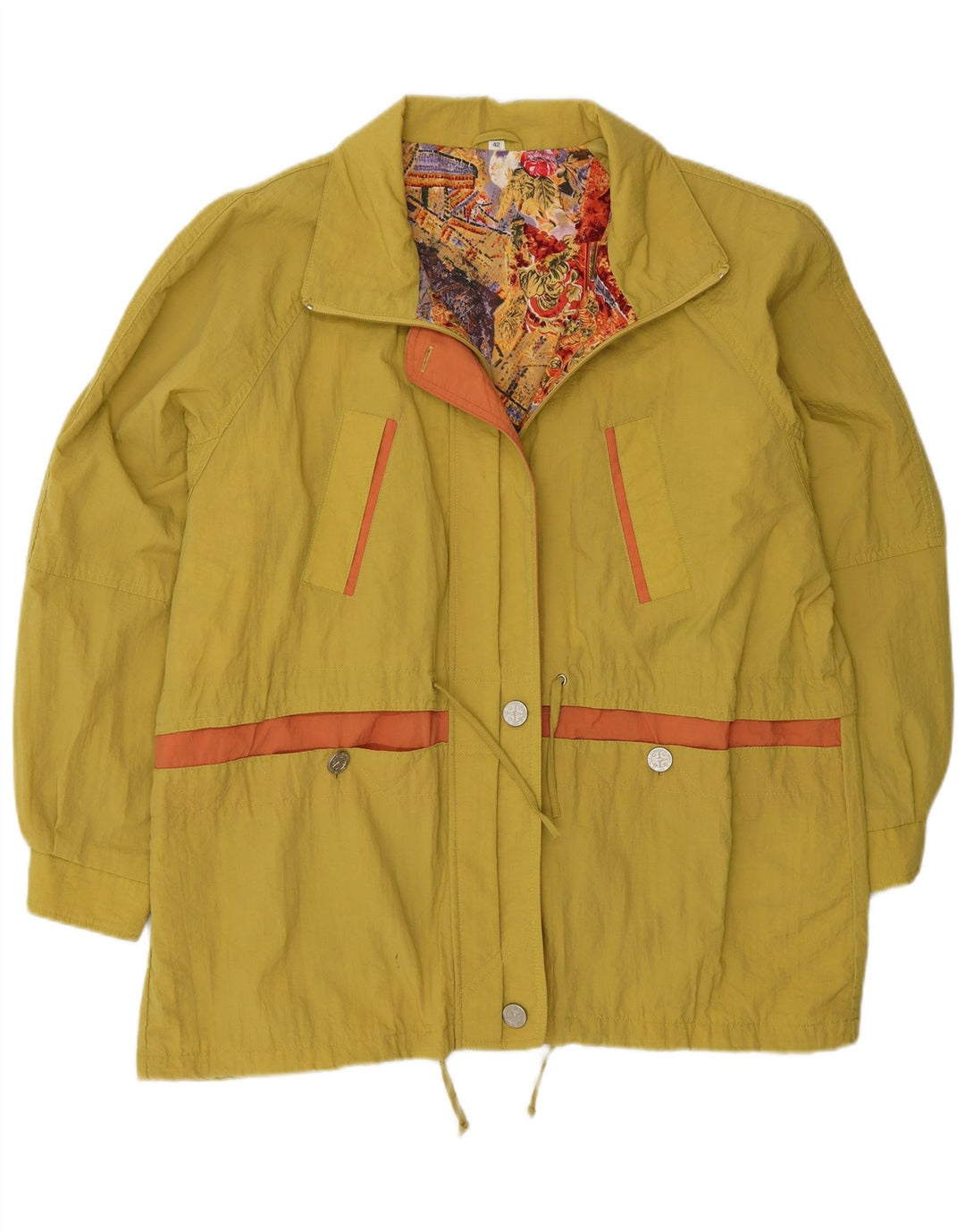 veste coupe-vent surdimensionnée femme vintage EU 42 Grand polyamide jaune