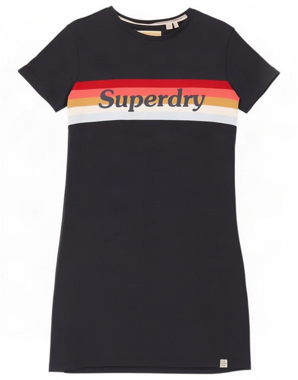 Robe t-shirt graphique pour femme Superdry UK 10 Small Navy Blue Colourblock