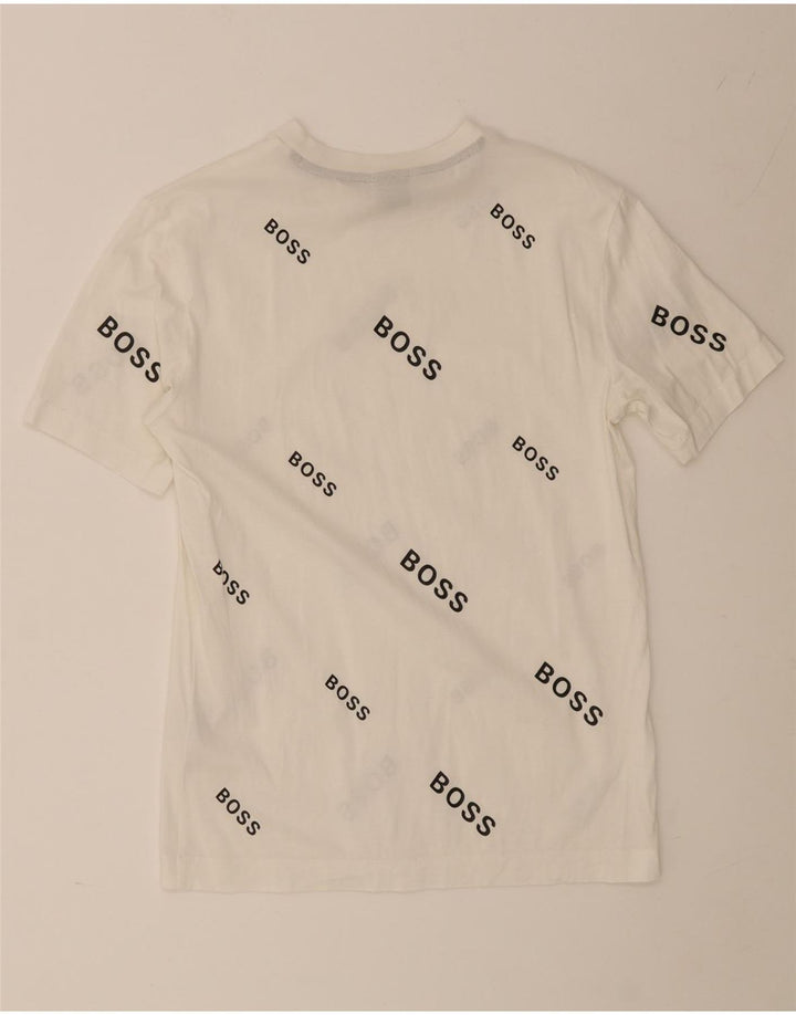 Hugo Boss Homme T-Shirt Graphique Haut Petit Blanc Coton