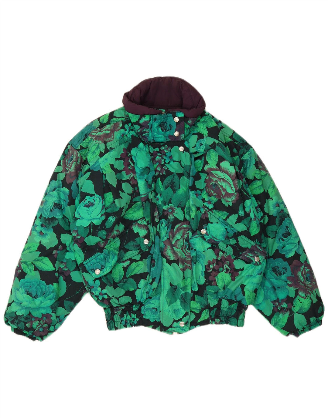 Belfe & Veste coupe-vent surdimensionnée pour femme UK 12 Nylon floral vert moyen