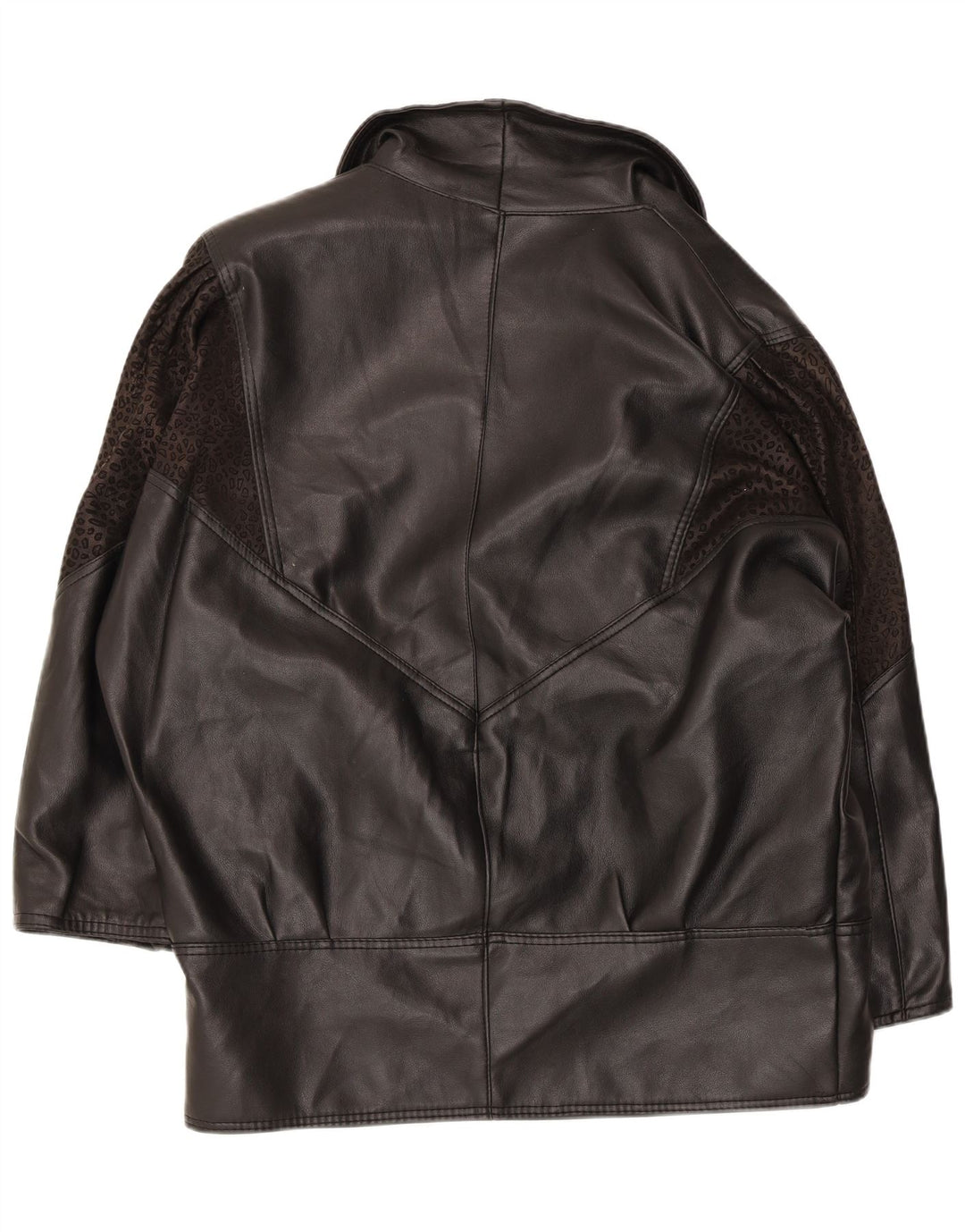 Alta Moda Manteau en cuir surdimensionné pour femme UK 14 Imprimé animal noir moyen