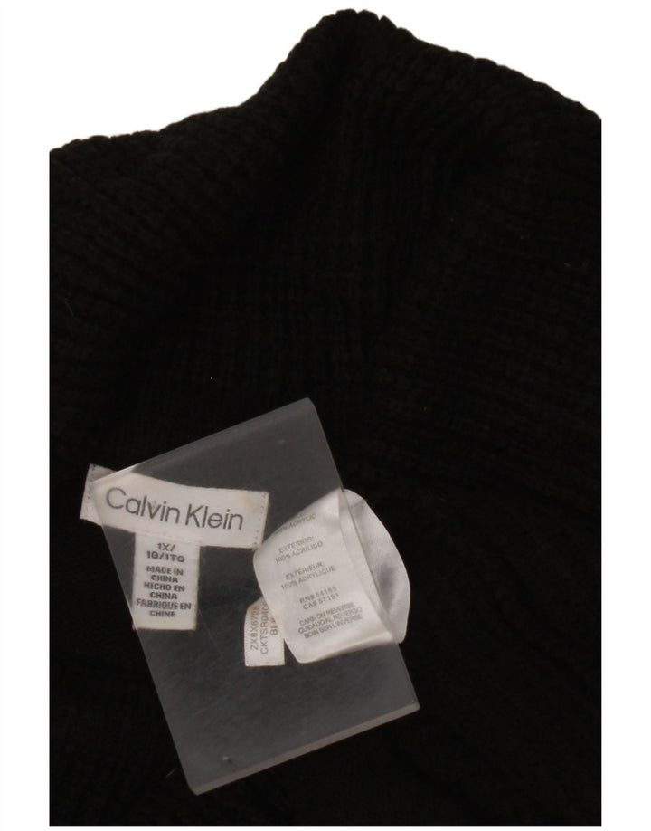 CALVIN KLEIN Pull Col Roulé Femme UK 18 XL Acrylique Noir