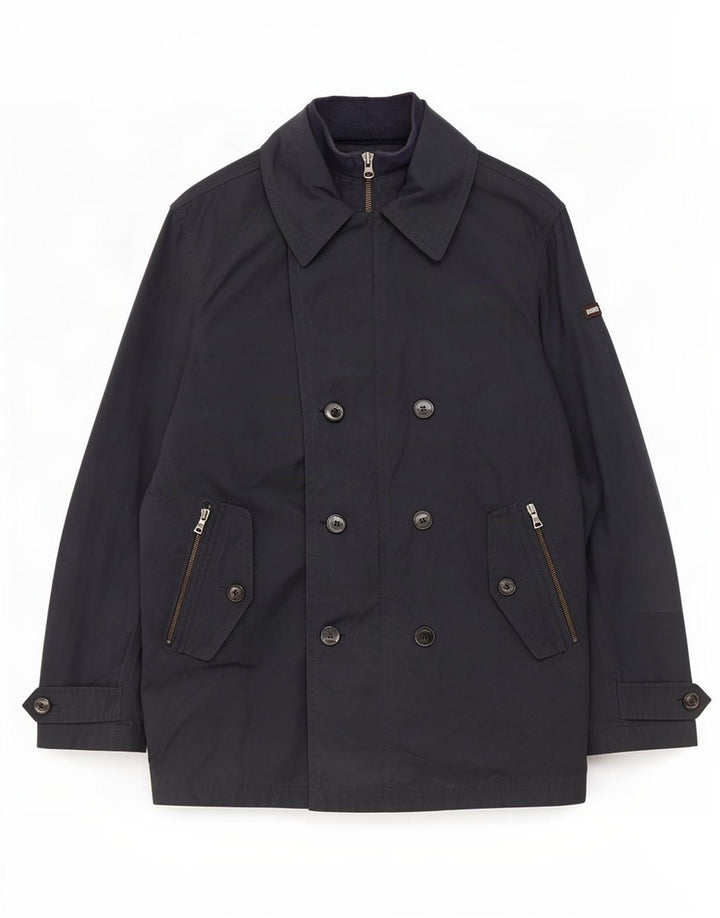 Hackett Manteau croisé pour homme UK 38 Medium Bleu Marine Nylon