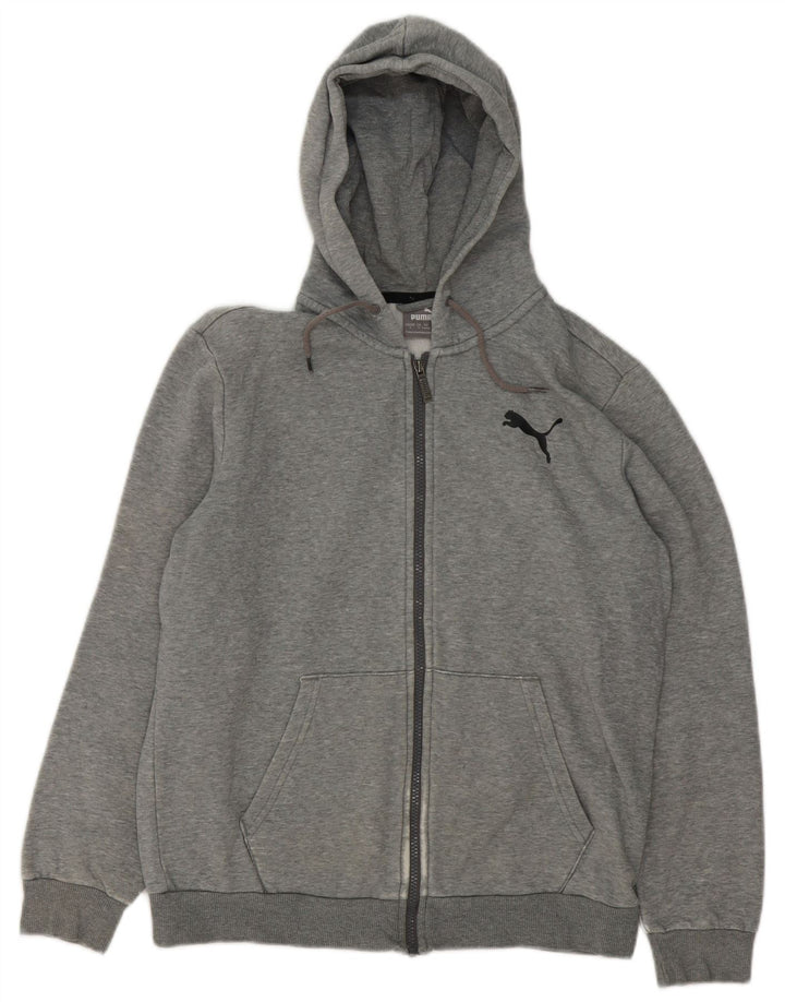 Puma Sweat à capuche zippé pour homme, petit, gris moucheté