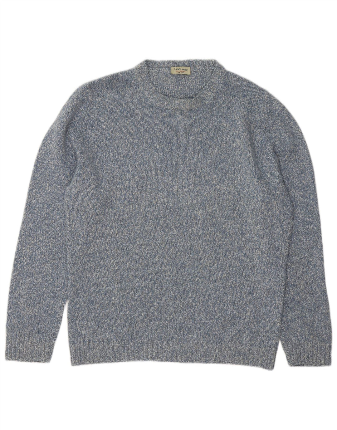 Gran Sasso Pull Col Rond Homme IT 48 Bleu Moyen Cachemire Moucheté