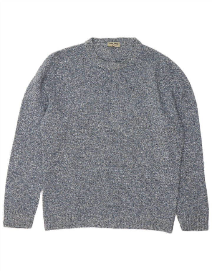 Gran Sasso Pull Col Rond Homme IT 48 Bleu Moyen Cachemire Moucheté