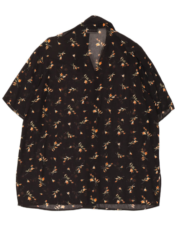 LUISA VIOLA Womens See Through Shirt Blouse UK 20 2XL Black Floral