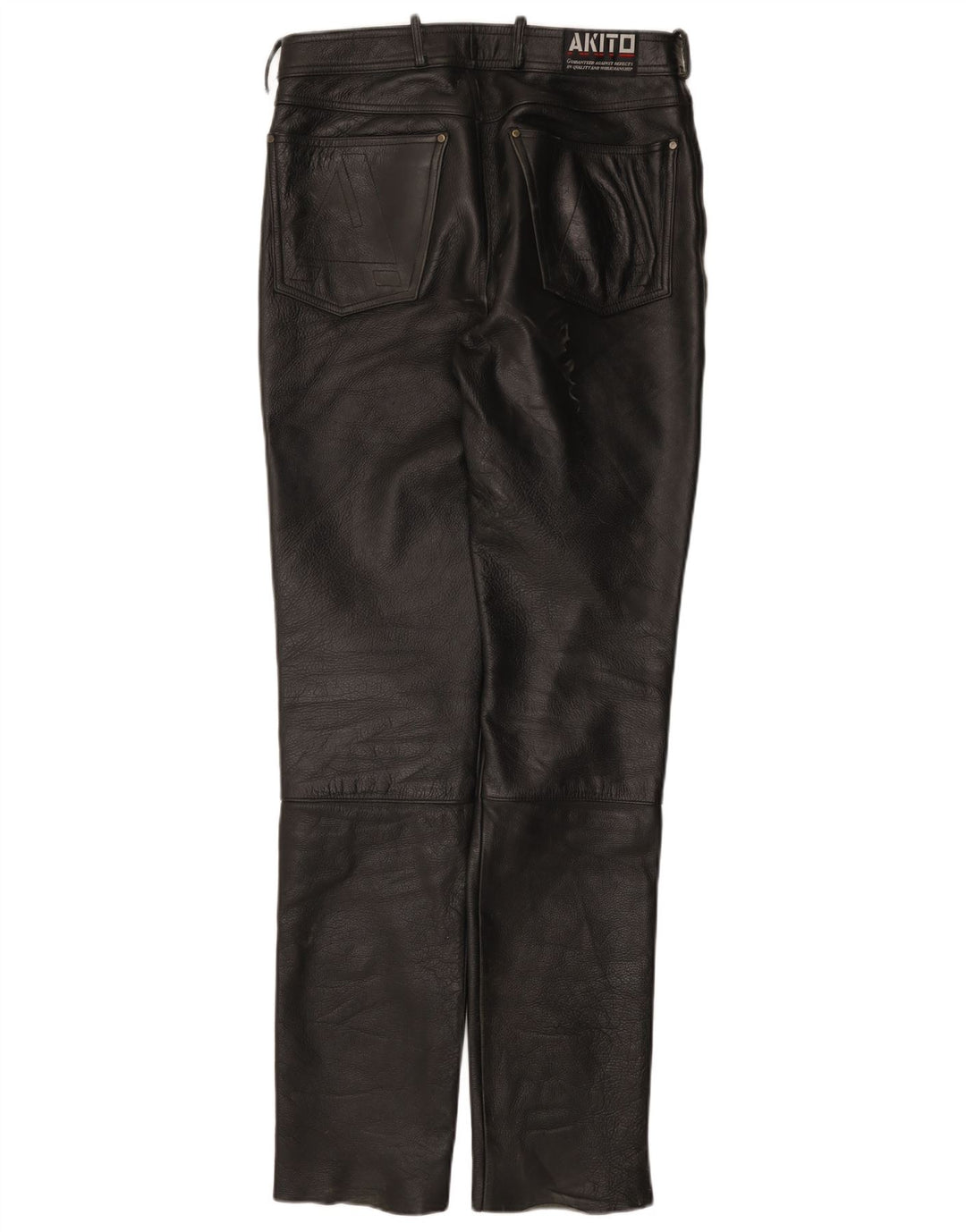 Akito Pantalon en cuir slim pour homme W32 L34 Cuir noir