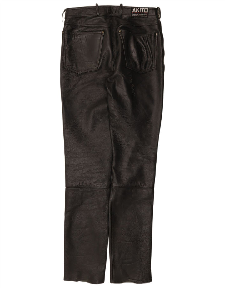 Akito Pantalon en cuir slim pour homme W32 L34 Cuir noir