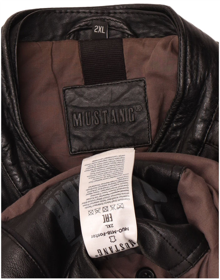 Mustang Veste de course en cuir pour homme UK 44 2XL Cuir noir