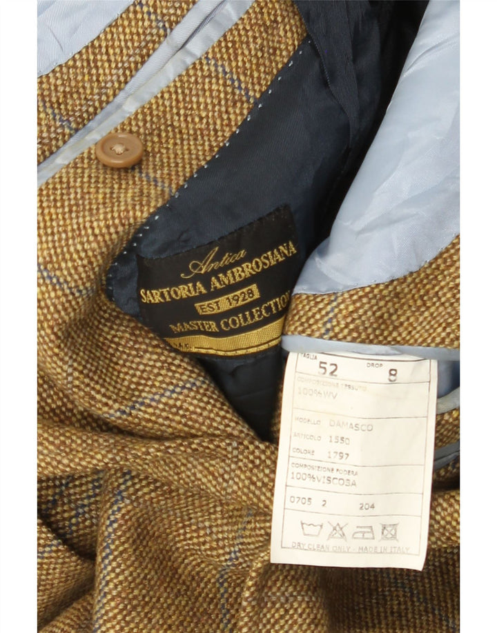 vintage Homme 3 Bouton Blazer Veste IT 52 XL Beige Check Wool